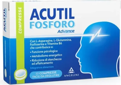 Produktbild von Nahrungsergänzungsmittel zur Verbesserung von Gedächtnis und Konzentration: Angelini Acutil Fosforo Advance, 50 Tabletten