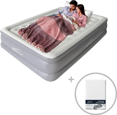 Image de Matelas gonflable AeroRest Supreme Plush XL pour 2 personnes | 210 x 152 x 46 cm | Inclut un drap-housse | Extra long (210 cm) | Idéal pour les personnes de grande taille