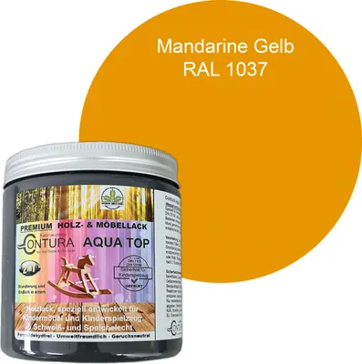 Produktbild von Contura 250ml. Möbellack Lack für Kinderspielzeug Buntlack DIN EN71/3 Buntlack Holzlack - RAL 1037 Mandarine Gelb