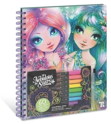 Zdjęcie produktu dla Kolorowanki z czarnymi kartkami i pisakami neonowymi 60 stron Nebulous Stars
