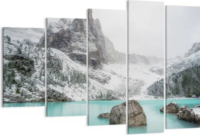 Produktbild von Bild auf Leinwand - Leinwandbild - 5 Teile - Berge See Schnee - 150x100cm - Wand Bild - Wanddeko - Wandbilder - Leinwanddruck - Bilder - Wanddekoration - Leinwand bilder - Wandbild - EG150x100-4377