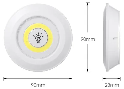 Image de Lot de 3 lampes LED COB de 4,5 V et 1 W, avec télécommande, permettant de régler la luminosité. Ces lampes sans fil, à variateur et dotées d'un capteur tactile, sont idéales comme lampes de nuit, pour l'éclairage sous les meubles, les armoires, les murs, les escaliers, les portes d'entrée, les placards et les chambres. Elles fonctionnent sur batterie et sont portables. Couleur : blanc