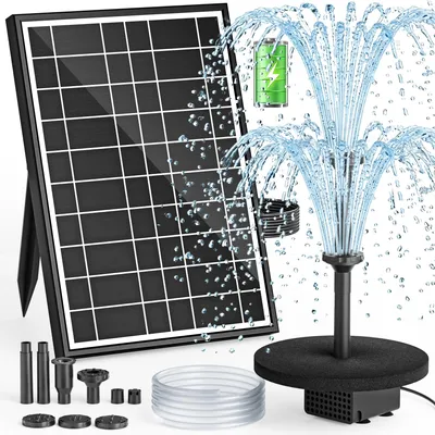 Solarbrunnenpumpe 8,5 W mit Akku, 3200 mAh, 7 Sprühmodi, 1,5 m Schlauch