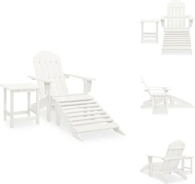 Obrázek produktu pro vidaXL Zahradní židle Adirondack s podnožkou a stolem z jedlového dřeva bílá - Sety zahradního nábytku