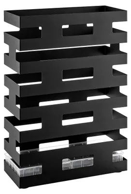 Produktbild von Rechteckiger Schirmständer aus Metall mit Wasserauffangbecken, modernes Design, Schwarz