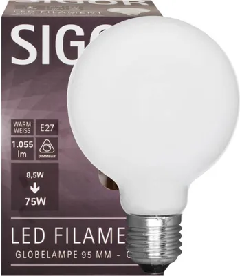 Zdjęcie produktu dla Żarówka LED Globe G95 E27 9W opal ściemnialna 2700K ciepła biel