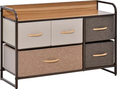 Produktbild von HOMCOM Schubladen-Organizer aus Stoff mit klappbaren Schubladen und kippsicherem Metallrahmen für Wohnzimmer, Flur, Schlafzimmer, 87,5 x 29 x 58 cm, mehrfarbig