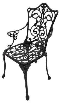 Produktbild von Sessel Aluguss Grau Antik wetterfest mit Armlehnen 58x53x90 cm
