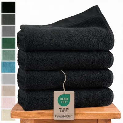 Produktbild von Hausfelder Handtücher Premium Handtuch Set (Schwarz, 4 Handtücher 50x100cm), KI-generiertes Bild