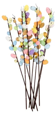 Produktbild von 10 Stück Künstliche Frühlings-Eierzweige mit 13 Gabeln für Dekoration und Basteln