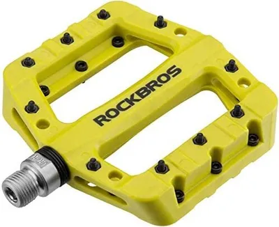 Image de ROCKBROS pédales de vélo, Composite Flatpedal, 9/16'', antidérapantes, 3 Bearing, jaune-vert