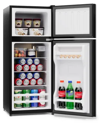 Productafbeelding van Zimilo 92 liter mini-koelkast met een 28 liter vriesvak, LED-verlichting, 7-traps temperatuurregeling, geruisarm, ideaal voor keuken, kantoor en woonkamer