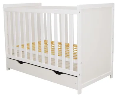 Productafbeelding van Babybed Lilia met lade, 120x60 cm, kleur wit + bijtringen