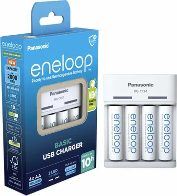 Image de Panasonic Eneloop Basic Charger USB BQ-CC61 incl. 4xAA 2200mAh