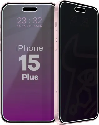 Produktbild von Hybridglas mit Privatschutzfilter für iPhone 15 Plus, Bizon Glass Mule Shadow, Matt