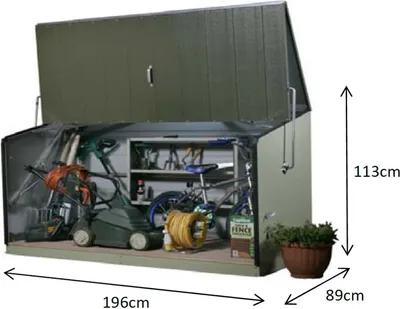 Produktbild von Trimetals Metall Gerätebox, Fahrradbox "Stowaway", Aufbewahrungsbox inkl. Boden anthrazit 196 x 89 x 113 cm (L x B x H)