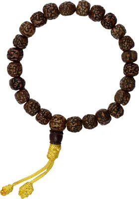 Produktbild von Armband Rudraksha Perlen braun mit Toddel gelb Mala Kette Armschmuck