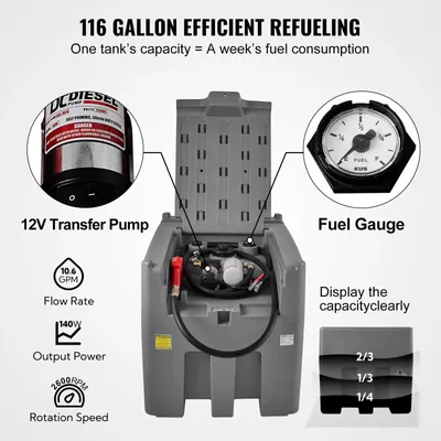Produktbild von Tragbarer Dieseltank – Mobiler Kraftstofftank – 58 Gallonen – Grau – 12V-Pumpe