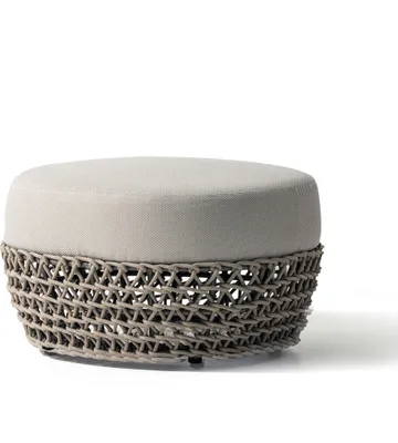 Immagine prodotto di Milani Home - pouf da esterno in alluminio e corda di design per esterno giardino cm 63 l x 63 p x 36 h - Beige