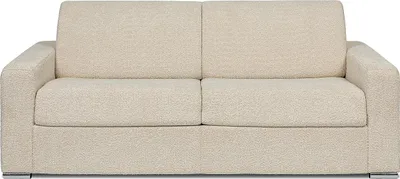Produktbild von 4-Sitzer-Schlafsofa mit Express-Klappmechanismus aus beigem Bouclé-Stoff – Liegefläche 160 cm – 22 cm dicke Memory-Schaum-Matratze – CALITO