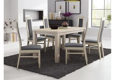 Produktbild von Essgruppe K865_S866 - ausziehbarer Tisch 120-160 cm und 6 Buchenholzstühle