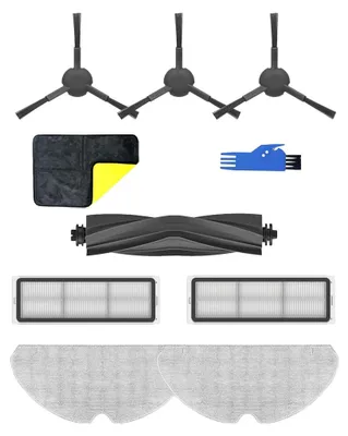 Produktbild von 10 Stück Zubehör Set für Dreame D10s，D10s pro Staubsauger Ersatzteile: 1 Hauptbürste Gummibürste,3 Seitenbürsten,2 HEPA-Filter,2 Wischtücher, 1 Putztuch,Schwarz