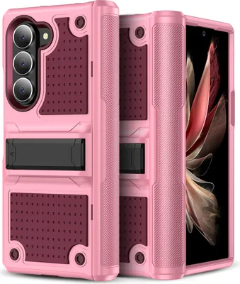 Image de Etui pour Samsung Galaxy Z Fold 5, étui antichoc hybride PC dur et TPU souple Rose Rouge
