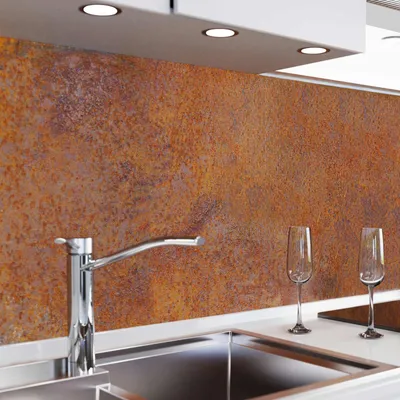 Produktbild von danario Küchenrückwand selbstklebend - Matt - Spritzschutz Küche - versteifte PET Folie - 0,36 mm - Rost - 60cm x 80cm