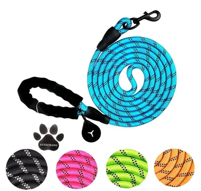 Immagine prodotto di Guinzaglio per cani di taglia media e grande, lunghezza 3 metri/2 metri, con manico imbottito, riflettente, colore blu