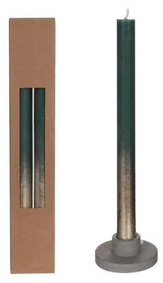 Produktbild von Tafelkerzen mos Grün mit Goldspray Ø2.1/h. 25cm (1 set) [IFS-32310]