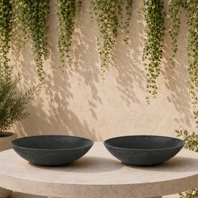 Immagine prodotto di Fioriere piatte per esterni Ciotole decorative rotonde nere 25 cm