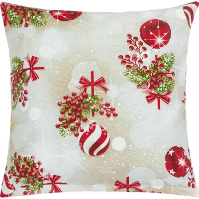 Obrázok produktu pre Vianočný vankúš – 45x45 cm – červený, béžový