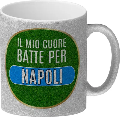 Produktbild von Il mio cuore batte per Napoli Glitzer-Kaffeebecher Calcio regiert dein Leben?