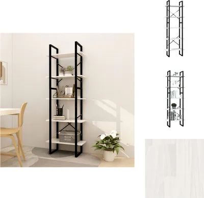 Productafbeelding van vidaXL Boekenkast met 5 vakken, wit, 60x30x175 cm, massief grenenhout - Boekenkasten & boekenschappen