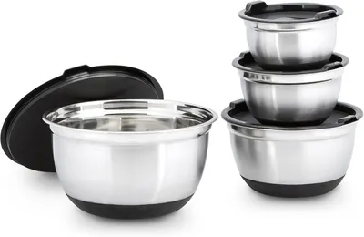 Immagine prodotto di relaxdays 10019120_305 relaxdays Schüssel-Set BOWLY silber 4-tlg.