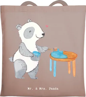 Produktbild von Mr. & Mrs. Panda Tote Bag Panda Möbel restaurieren - Braun Pastell - Geschenk, Handwerk, Laptoptasche, Jutebeutel, Restaurator, Schultasche, Tasche, Beutel, Antike