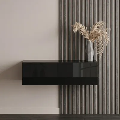 Produktbild von Planetmöbel Flur Möbel Garderobe Hängeschrank 1x 100 cm schwarz, Wandgarderobe hängend oder stehend