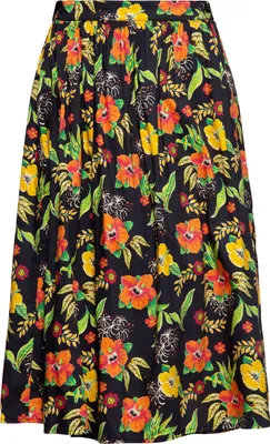 Produktbild von QUEEN KEROSIN Swing Wickelrock Mit Tropischem All-Over-Print Hibiskus Mehrfarbig S