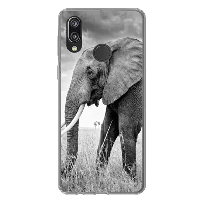 Produktbild von MuchoWow® Handyhülle Schutzhülle Hülle für Huawei P20 Lite (2020) Elefant - Gras - Tiere - Schwarz und weiß Silikon Softcase Handy Hülle - Kartenhalter