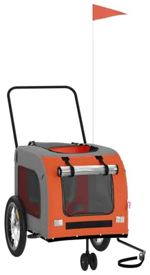 Produktbild von vidaXL Fahrradanhänger Hunde Orange und Grau Oxford-Gewebe und Eisen