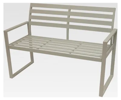 Produktbild von Gartenbank Rugby für 2 Personen - Aluminium Sitzbank mit Armlehnen. Farbe: Weiß. BxTxH: 122x59x87 cm