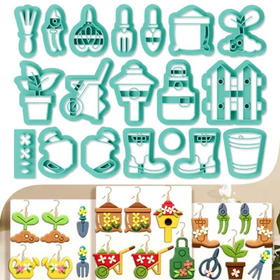 19-teiliges Polymer-Ton-Werkzeugset – Gartenmotive für DIY-Schmuck
