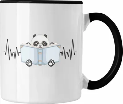 Produktbild von Trendation - Lesen Bücher Herzschlag Tasse Geschenk für Leseratte Bücherwurm Hobby Geschenkidee (Schwarz)