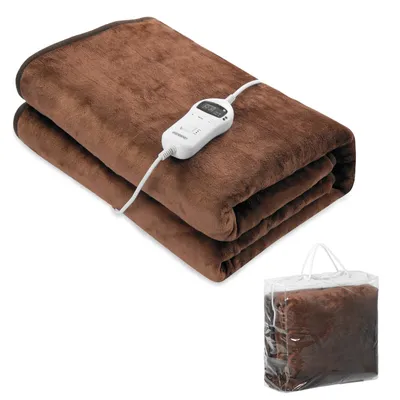 Produktbild von MONZANA® Elektrická deka 180x130cm 10 úrovní ohřevu Časovač Automatické vypnutí Vyhřívaná přikrývka Vyhřívaná deka Útulná deka Postel hnědá