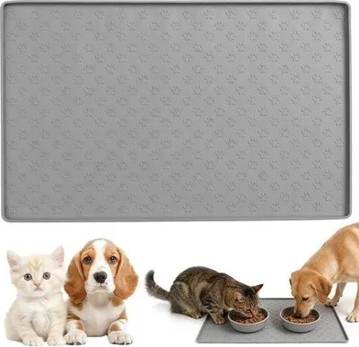Produktbild von Famanu Futtermat große Silikonmatte für Katzen und Hunde - 48 x 30 cm, rutschfest und wasserdicht