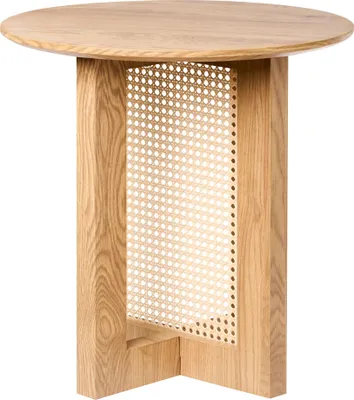 Zdjęcie produktu dla BELIANI Stolik pomocniczy jasnobrązowy MDF okleina z rattanem 50 x 50 cm nowoczesny design