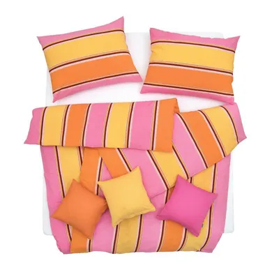 Obrázek produktu pro SCANquilt povlečení KREP pruhy růžovožlutá 100% bavlna 140 x 200/70 x 90 cm