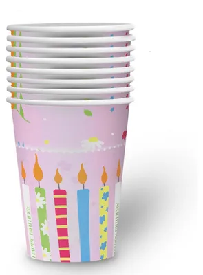 Produktbild von Happy Birthday Becher Rosa – 8er-Pack, 250 ml, Pappbecher für Geburtstagsdeko