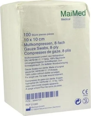 Produktbild von MaiMed Mullkompressen unsteril 10 x 10 cm 8-fach