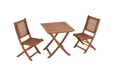 Produktbild von Merxx Balkonset Cordoba, 2 Klappstühle, Klapptisch 70 x 70 cm - Eukalyptus